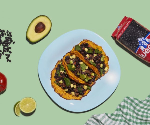 Taco de zanahoria y alubia negrita