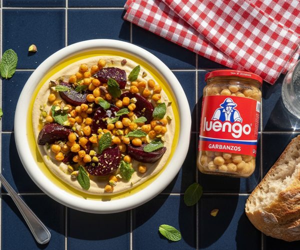 Dip de humus con remolacha y pistachos