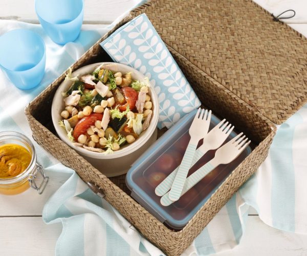 Ensalada de garbanzos con vinagreta de romesco
