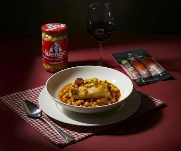Bacalao con garbanzos y chorizo